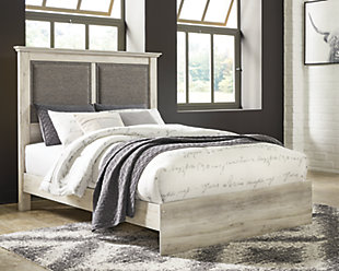Cambeck Queen Upholstered Panel Bed, Whitewash, rollover