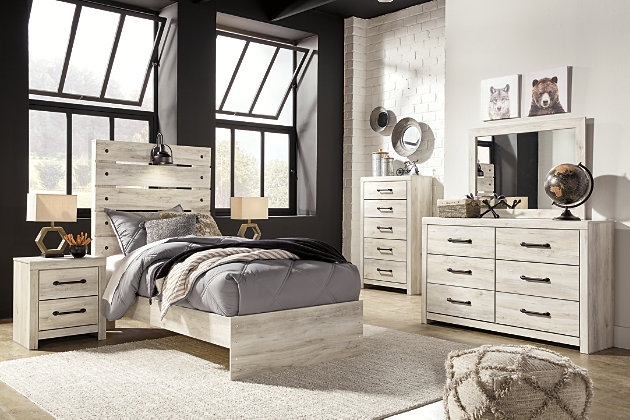Cambeck Twin Panel Bed With Mirrored, Twin Bed With Nightstand