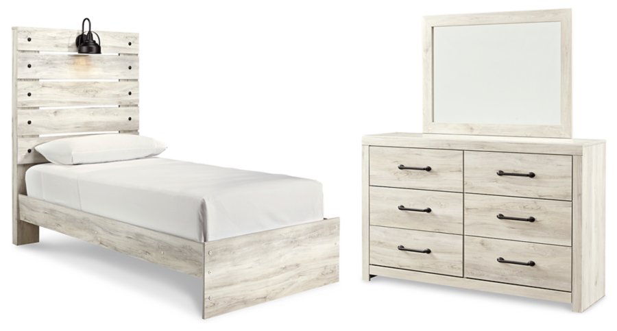 Cama doble con paneles, cómoda y espejo Cambeck - image 1