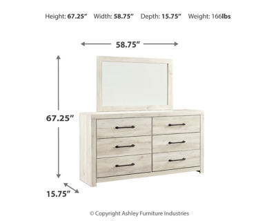 Cambeck Dresser and Mirror, Whitewash, large