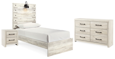 Cambeck Twin Panel Bed with Dresser and Nightstand, Whitewash, large