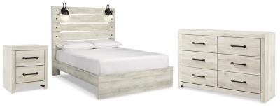 Cambeck Queen Panel Bed with Dresser and Nightstand, Whitewash