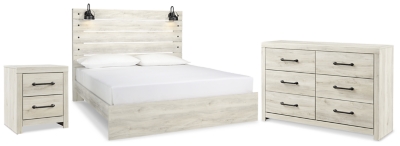 Cambeck King Panel Bed with Dresser and Nightstand, Whitewash