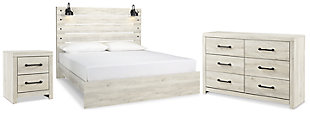 Cambeck King Panel Bed with Dresser and Nightstand, Whitewash, large
