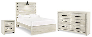 Cambeck Full Panel Bed with Dresser and Nightstand, Whitewash, large