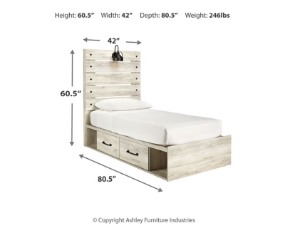 Cambeck Twin Panel Bed with 4 Storage Drawers, Whitewash, large