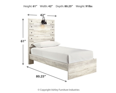 Cambeck Twin Panel Bed, Whitewash, large