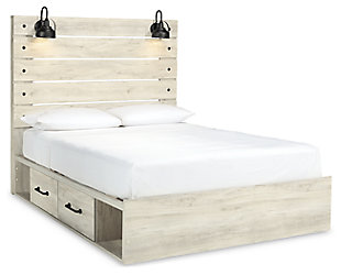 Cambeck Queen Panel Bed with 2 Storage Drawers, Whitewash, large