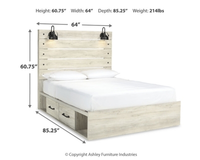 Cambeck Queen Panel Bed with 2 Storage Drawers, Whitewash, large