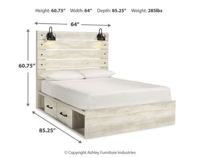 Cambeck Queen Panel Bed with 4 Storage Drawers, Whitewash, large