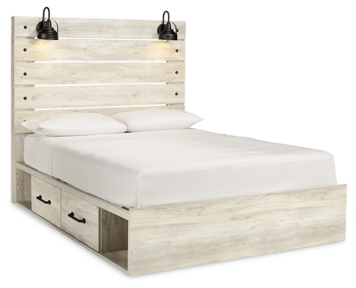 Cambeck Queen Panel Bed with 4 Storage Drawers, Whitewash, large