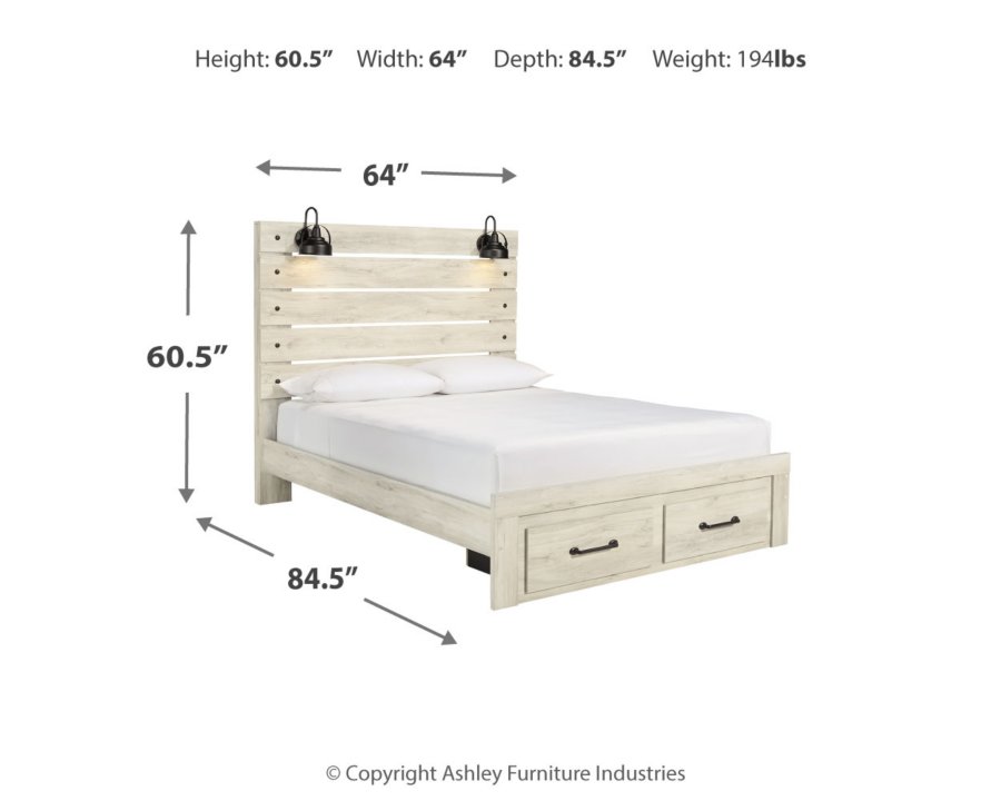 Cama de almacenamiento Cambeck Queen con panel, cómoda y espejo - image 7