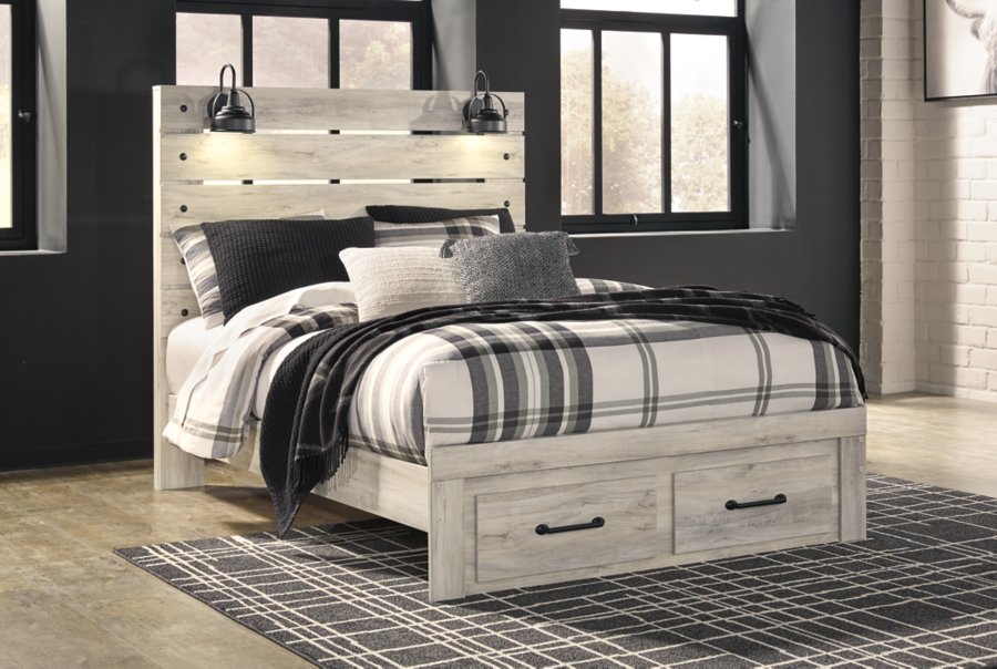 Cama de almacenamiento Cambeck Queen con panel, cómoda y espejo - image 9