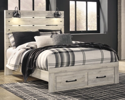 APK-B192-QPS Cambeck Queen Panel Bed with 2 Storage Drawers, Wh sku APK-B192-QPS