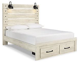 Cambeck Queen Panel Bed with 2 Storage Drawers, Whitewash, large
