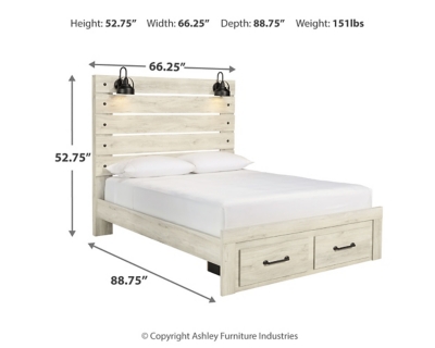 Cambeck Queen Panel Bed with 2 Storage Drawers, Whitewash, large