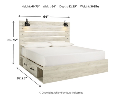 Cambeck King Panel Bed with 4 Storage Drawers, Whitewash, large