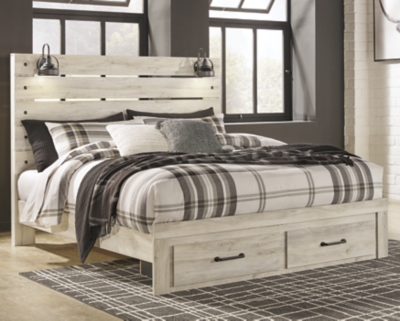 Cambeck King Panel Bed with 2 Storage Drawers, Whitewash, large