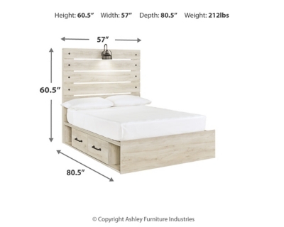 Cambeck Full Panel Bed with 2 Storage Drawers, Whitewash, large