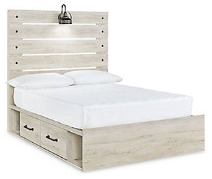 Cambeck Full Panel Bed with 4 Storage Drawers, Whitewash, large