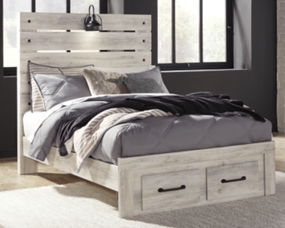 Cambeck Full Panel Bed with 2 Storage Drawers, Whitewash