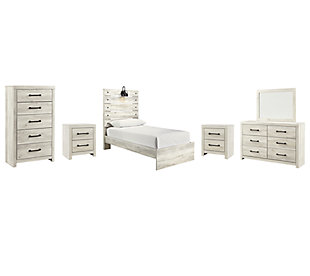 Cambeck Twin Panel Bed with Mirrored Dresser, Chest and 2 Nightstands, , large
