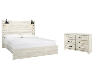 Cambeck King Panel Bed with Dresser, Whitewash, large