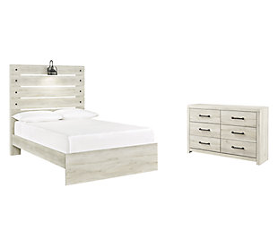 Cambeck Full Panel Bed with Dresser, Whitewash, large