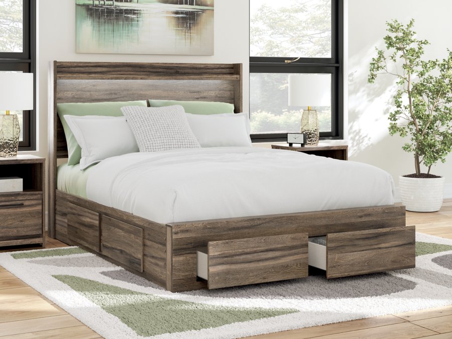 Cama Queen con panel de almacenamiento, cómoda y espejo Baystorm - image 19