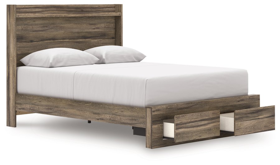 Cama Queen con panel de almacenamiento, cómoda y espejo Baystorm - image 12