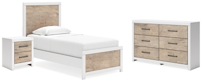 Charbitt Twin Panel Bed with Dresser and Nightstand, Two-tone