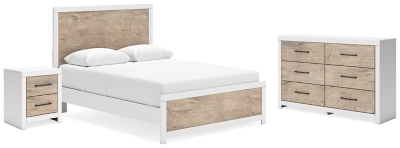 Charbitt Queen Panel Bed with Dresser and Nightstand, Two-tone