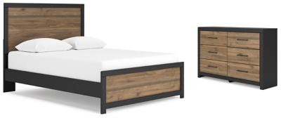 Vertani Queen Panel Bed with Dresser, Black