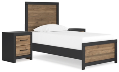 APG-B2073B5-4P Vertani Twin Panel Bed with Nightstand, Black sku APG-B2073B5-4P