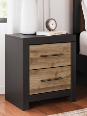 B2073-92 Vertani 22 2 Drawer Charging Nightstand, Black/Hon sku B2073-92