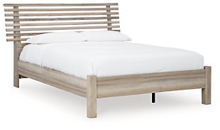 Hasbrick Queen Slat Panel Bed, Tan, large