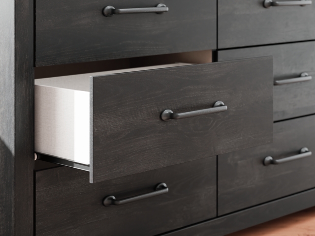 silver and black dresser Black Decorative Chest of Drawers with Silver Pattern | Luxury Handmade Dresser main image 1