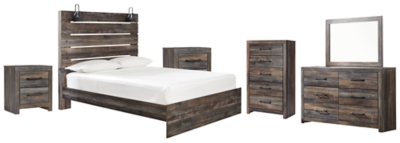 Drystan Queen Panel Bed with Mirrored Dresser, Chest and 2 Nightstands, , large