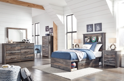 Drystan Twin Bookcase Bed with 2 Storage Drawers