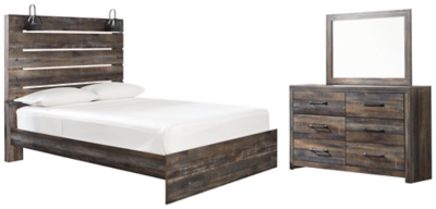 Drystan Queen Panel Bed with Mirrored Dresser, Multi, large
