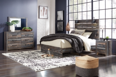 Drystan Queen Panel Bed with Mirrored Dresser, Multi, rollover