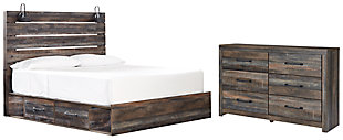 Drystan King Panel Bed with 4 Storage Drawers with Dresser, , large