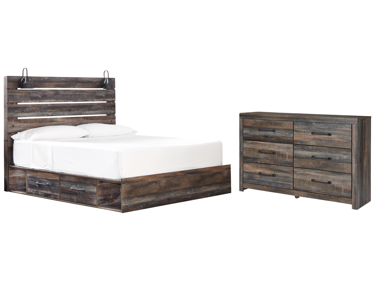 Drystan king bookcase bed with 2 storage drawers discount
