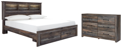 APG-B211KBSD Drystan King Bookcase Bed with 2 Storage Drawers w sku APG-B211KBSD