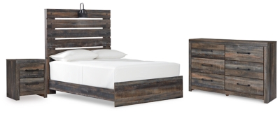 Drystan Full Panel Bed with Dresser and Nightstand, Multi