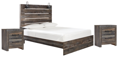 Drystan Queen Panel Bed with 2 Nightstands, Multi