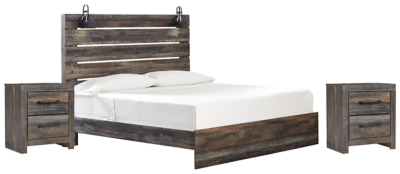 Drystan King Panel Bed with 2 Nightstands, Multi, large