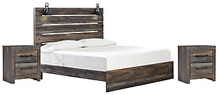 Drystan King Panel Bed with 2 Nightstands, Multi, large
