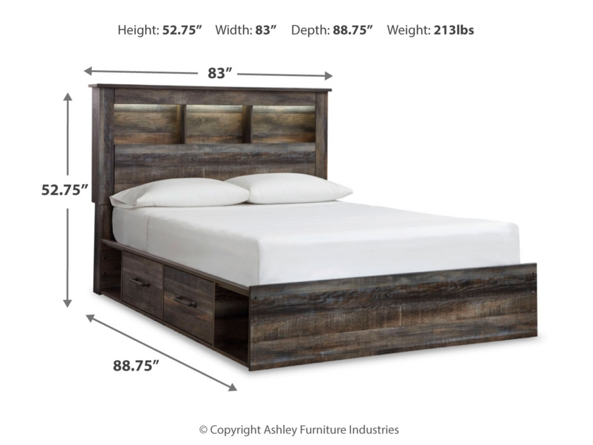 Drystan Full Bookcase Bed with 2 Drawer Storage - Multi Drystan Full Bookcase Bed with 2 Drawer Storage - Multi
