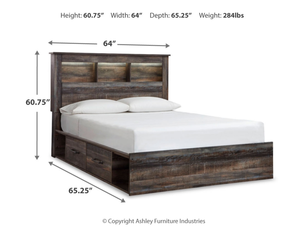 Drystan Full Bookcase Bed with 4 Drawer Storage - Multi Drystan Full Bookcase Bed with 4 Drawer Storage - Multi